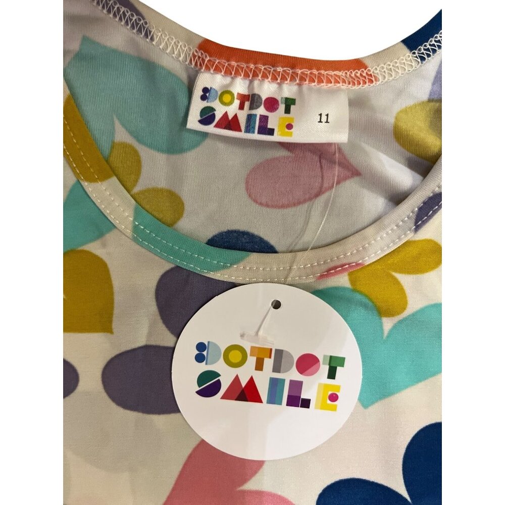 DotDot Smile Tank Dress Girls 11 NEW Multi Heart Print Sleeveless Pullover - Picture 6 of 10